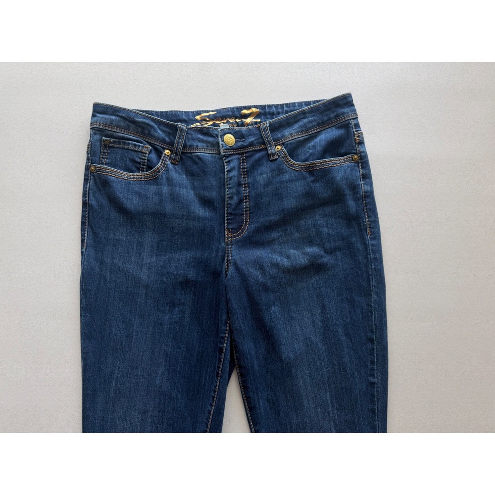 Seven7 Rocker Slim Boot Jeans Dark Wash Flap Pocket Denim Womens Size 10 - Picture 3 of 11